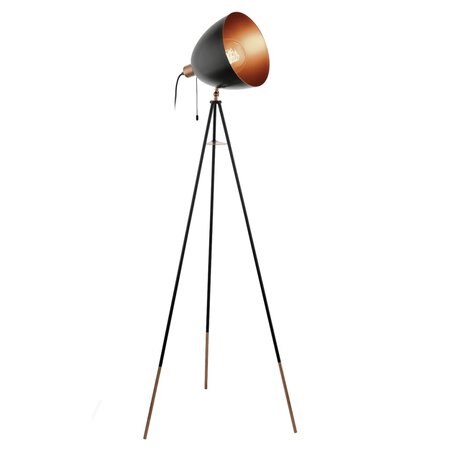 Eglo lampadaire chester noir et cuivre 49386