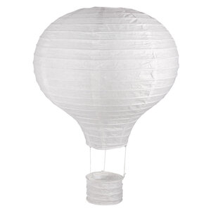 Lampion de papier Montgolfière 30cm ø blanc 40cm av. châssis métallique 1 pces