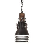 vidaXL Plafonnier industriel Noir E27 Bois de manguier