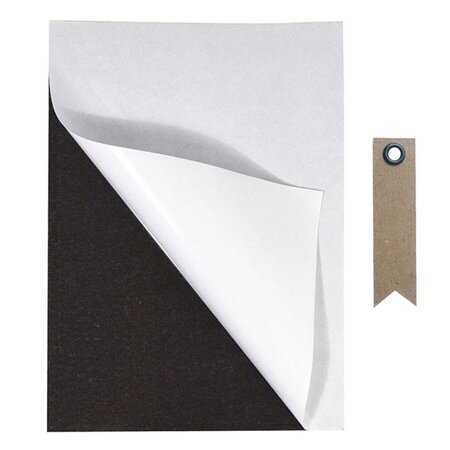 Feuille magnétique autocollante 21 x 29 cm + 20 étiquettes kraft Fanion