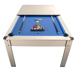 Billard américain ambiance 7ft - 226 5 x 126 5 x 80 cm avec accessoires et plateau dînatoire - couleur hêtre