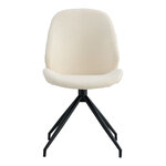Chaise de salle à manger pivotante en polyester beige bouclé avec pieds noirs