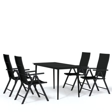 vidaXL Ensemble de salle à manger de jardin 5 Pièces Noir