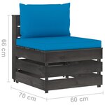 vidaXL Salon de jardin 9 Pièces avec coussins Bois imprégné de gris