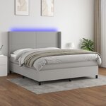 vidaXL Sommier tapissier et matelas et LED Gris clair 180x200 cm Tissu