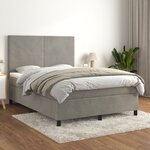 vidaXL Lit à sommier tapissier et matelas Gris clair 140x200cm Velours