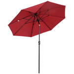 Parasol inclinable aluminium fibre de verre polyester diamètre 2 65 m coloris rouge