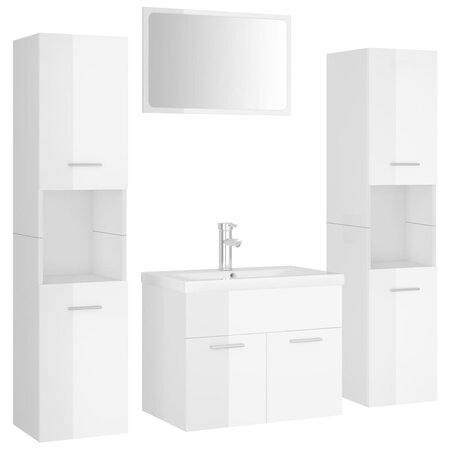 vidaXL Ensemble de meubles de salle de bain Blanc brillant Aggloméré