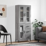 vidaXL Buffet haut Sonoma gris 69 5x34x180 cm Bois d'ingénierie
