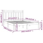 vidaXL Cadre de lit Marron miel Bois massif 135x190 cm Double