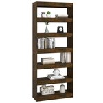 vidaXL Bibliothèque/Séparateur de pièce Chêne fumé 80x30x198 cm