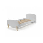 KIDDY Lit simple en bois laqué et brut et sommier 90x200cm Gris cool