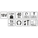 YATO Perceuse à percussion sans batterie 18V 40Nm