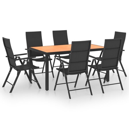 vidaXL Ensemble de salle à manger de jardin 7 Pièces Noir et marron