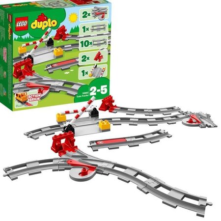 Lego 10882 duplo town les rails du train jeu de construction  circuit avec brique d'action rouge pour enfants de 2 - 5 ans_x000d_