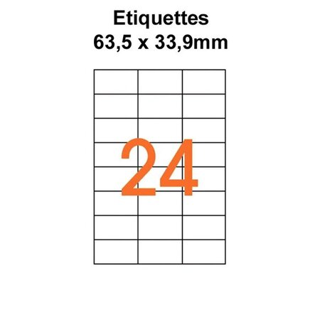 Étiquettes adhésives  pour timbres à imprimer 6,35 x 3,39 cm (480 étiquettes) - blanc - 20 feuilles -t3azur