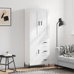 vidaXL Buffet haut Blanc brillant 69 5x34x180 cm Bois d'ingénierie