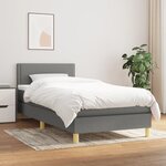 vidaXL Lit à sommier tapissier et matelas Gris foncé 90x190 cm Tissu