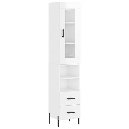 vidaXL Buffet haut Blanc brillant 34 5x34x180 cm Bois d'ingénierie