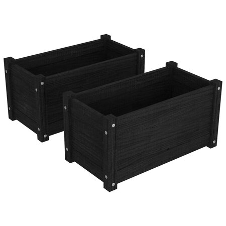 vidaXL Jardinières d'extérieur 2Pièces Noir 60x31x31cm Bois de pin massif
