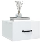 vidaXL Table de chevet murale Blanc brillant 35x35x20 cm