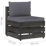 vidaXL Salon de jardin 7 Pièces avec coussins Bois imprégné de gris