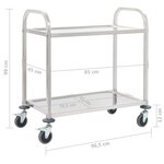 vidaXL Chariot de cuisine à 2 niveaux 96 5x55x90 cm Acier inoxydable