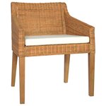 vidaXL Chaise à manger coussin Marron clair Rotin naturel