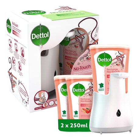 No-Touch - Kit Distributeur Automatique Savon Liquide Mains et 2 Recharges Pamplemouss... DETTOL