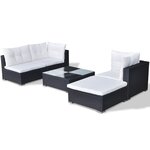 vidaXL Salon de jardin 5 Pièces avec coussins Résine tressée Noir