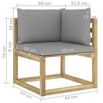 vidaXL Salon de jardin 7 Pièces avec coussins bois de pin imprégné