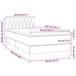 vidaXL Sommier tapissier avec matelas et LED Noir 90x200 cm Tissu