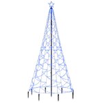 vidaXL Arbre de Noël avec poteau en métal 500 LED bleues 3 m