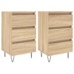 vidaXL Tables de chevet 2 Pièces chêne sonoma 40x35x69 cm bois ingénierie