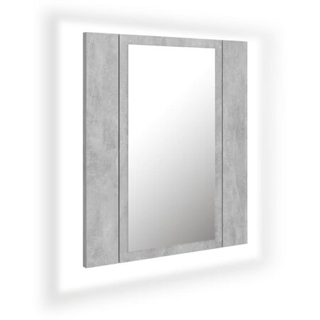 vidaXL Armoire de salle de bain à miroir LED Gris béton Acrylique