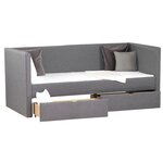 Lit 90x200 avec 2 tiroirs de lit gris en tissu