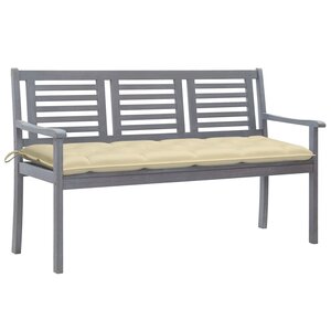vidaXL Banc de jardin 3 places avec coussin 150 cm Gris Eucalyptus