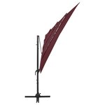 vidaXL Parasol à 4 niveaux avec mât en aluminium Bordeaux 250x250 cm