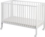 Lit pliable blanc avec matelas et housse de protection bleue