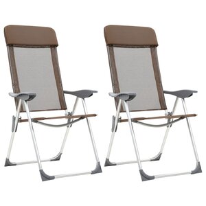 vidaXL Chaises de camping pliables 2 Pièces Marron Aluminium