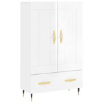 vidaXL Buffet haut blanc brillant 69 5x31x115 cm bois d'ingénierie