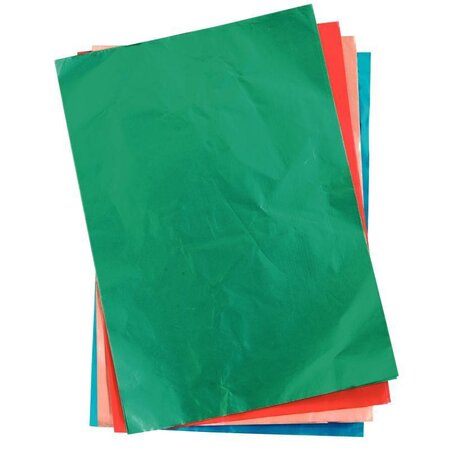 Pochette de 12 feuilles de métal à repousser en aluminium 21 x 30 cm argent/couleurs assorties
