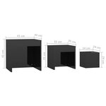 vidaXL Tables gigognes 3 Pièces Noir brillant Aggloméré