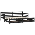 vidaXL Lit coulissant 2x(90x200) cm Noir Bois de pin massif