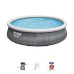 BESTWAY Piscine Gonflable Fast Set Imitation Rotin 457x107 cm Épurateur a Cartouche de 2 006 L/H Échelle