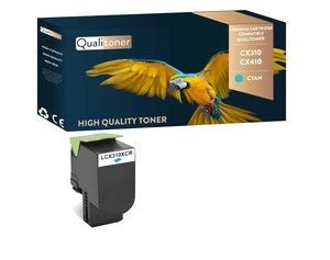 Qualitoner lot de x1 toner cx 310 cx310 cx 410 cx410 cx 510 c cyan compatible pour lexmark
