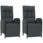 vidaXL Ensemble de salle à manger de jardin avec coussins 3 Pièces Noir