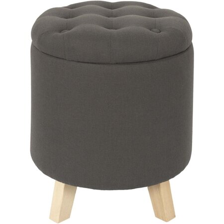 Pouf coffre rond pieds en bois eleonor