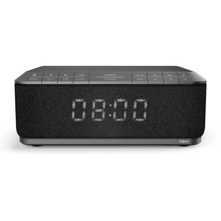 Big ben rr140ig radio réveil avec chargeur sans fil par induction - usb - gris