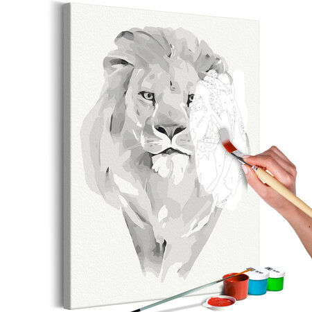 Tableau à peindre par soi-même - white lion l x h en cm 40x60